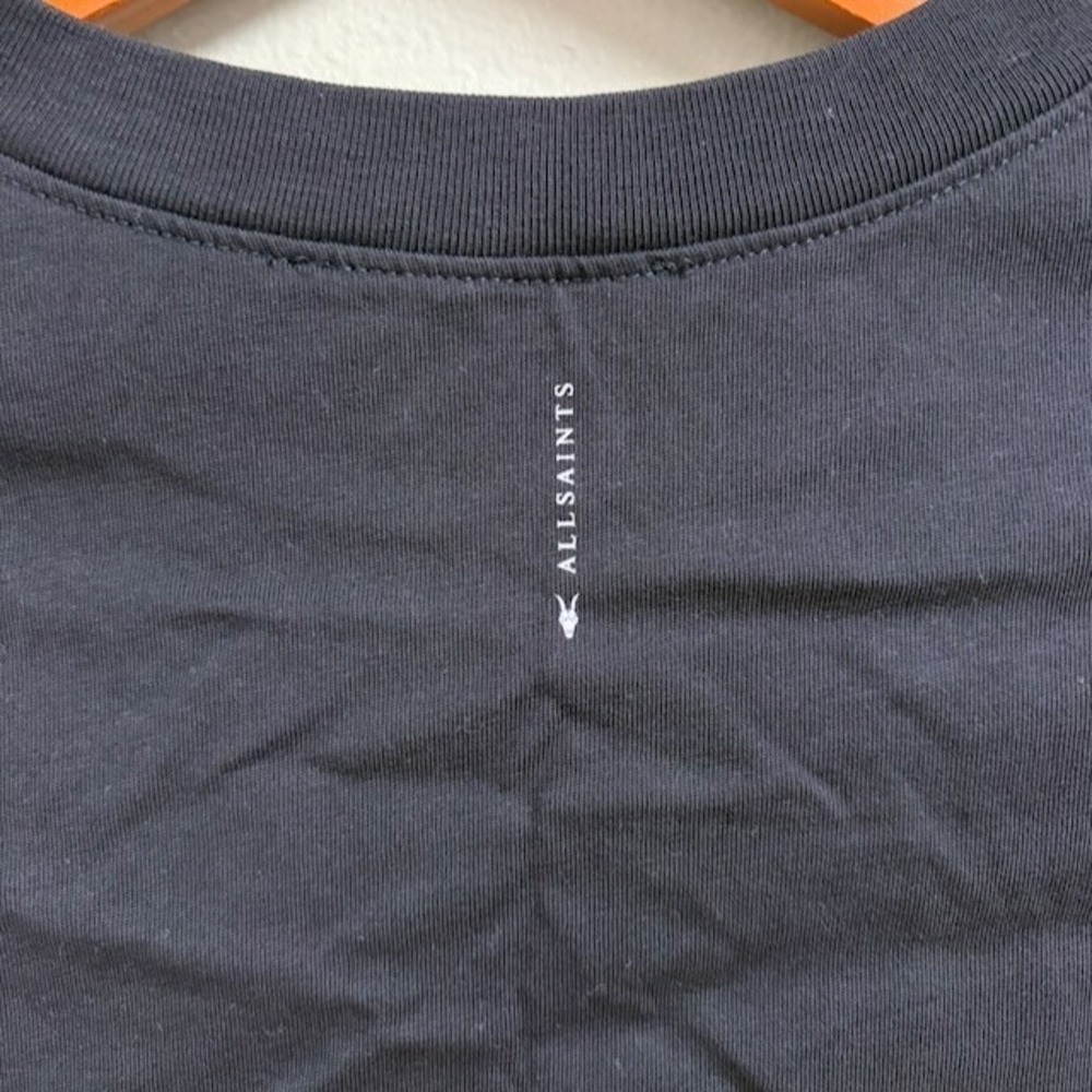 All Saints Women Black Shirt Size *M Organic Cotton Black Goth Grunge Minimalist